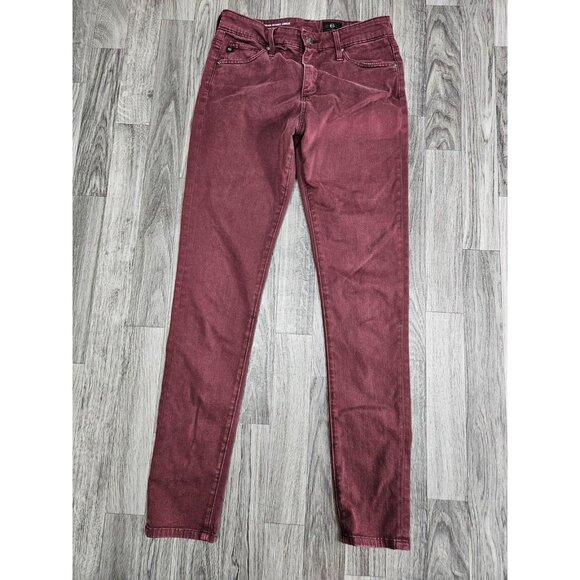 AG Adriano Goldschmied Jeans Womens 25R Burgundy Farrah Skinny Ankle High Rise - Picture 1 of 15